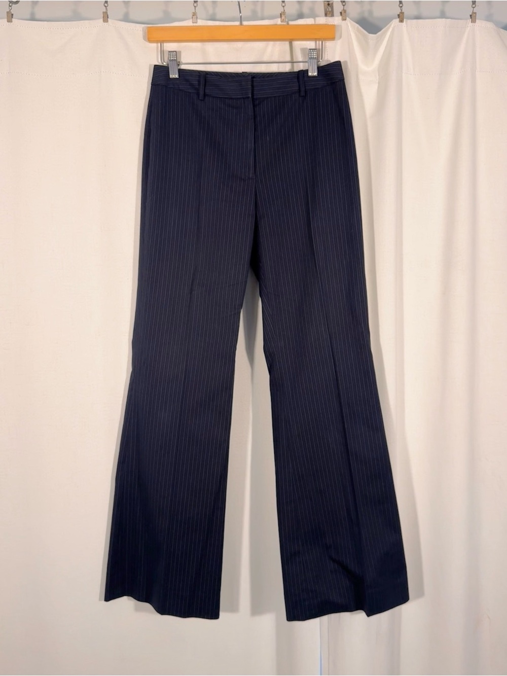Tahari Y2K Black Pinstripe Flare Trousers